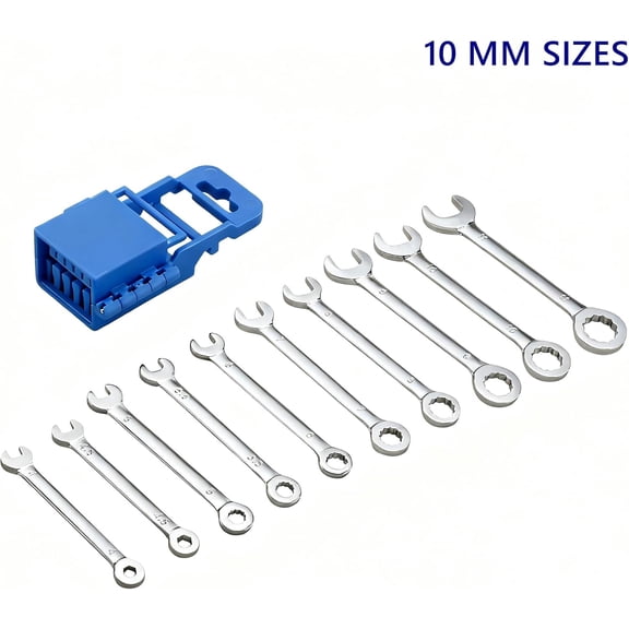LMUMN-Mini Wrench Set, 20-Piece Small Combination Wrench Set, Ignition Wrench, Micro & Lightweight, SAE & Metric Size, 5/32"-7/16" & 4mm-11mm, with Unique Wrench Organizer (Red & Blue)