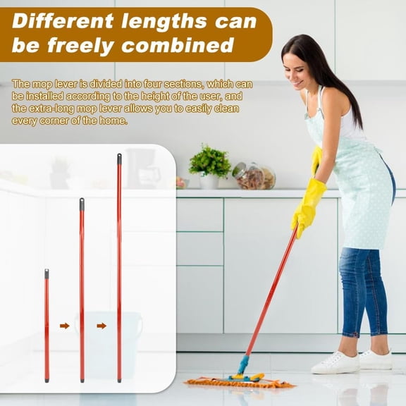 LMUMN-Mop Handle Replacement Accessories for Vileda Spin Turbo/Turbo Smart/EasyWring Mop,4-Section Adjustable 28.5" to 54.5" Mops Pole,Easy Installation, Only Mops Handle are Included