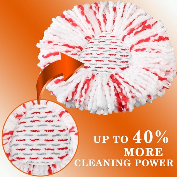 LMUMN-Mop Heads Replacement Handle Set for Ocedar Spin Mops EasyWring 1-Tank System, Includes 2 Microfiber Refills, 1 Chenille Head, 4-Section Iron 30-58" Mop Handle, 1 Scrub Brush, 1 Spin Base for