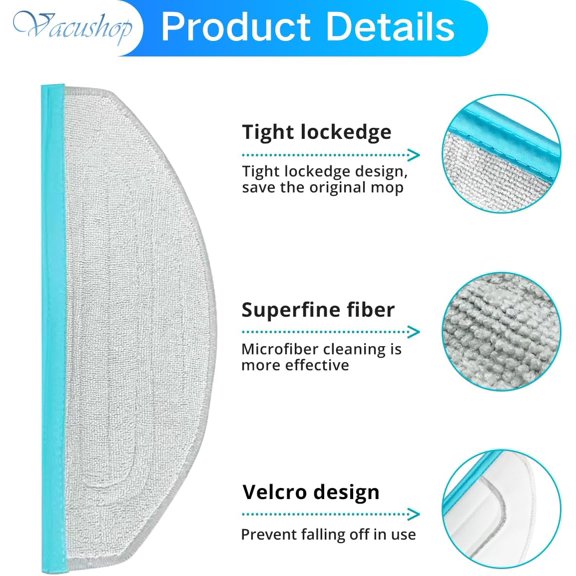 LMUMN-Moppad Replacement for Robot Cleaner Yeedi Cube CC Accessories 4 Moppads
