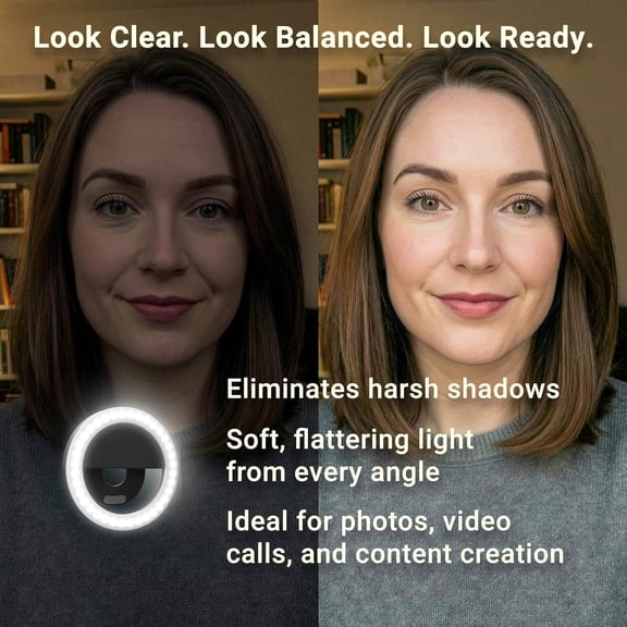 LMUMN-Mounts Rechargeable Phone Selfie Light | 40 High Power LEDs | Color Accurate | 3 Light Modes | Ring Light for Phone, Laptop, iPhone, IPad, Video