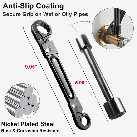 LMUMN-Multi-Functional Angle Stop Wrench Kit - Plumbing Tools for Professional Plumbers | Installing & Removing Compression Angle Stop and Fittings (Black-Angle Stop Wrench Kit) (3)