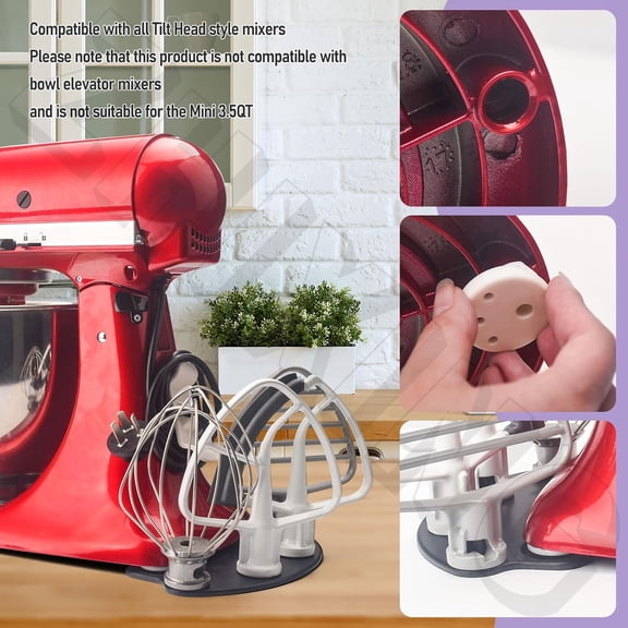LMUMN-Patent PendingStand Mixer Attachment Holders, Compatible with Kitchenaid Mixer & KitchenAid Flat Beater, Kitchen Accessory Organizer, Accessories for Storing Dough Hooks,Flat & Flex Edge Bea