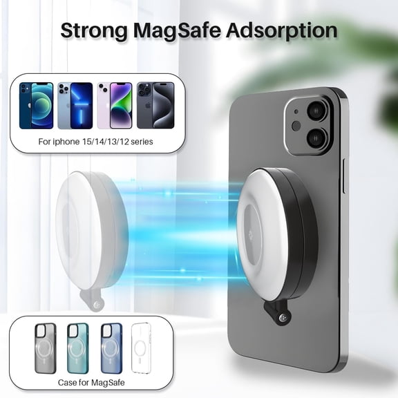 LMUMN-Phone Ring Light, Rechargeable Magnetic Selfie Light, Adjusted 3 Light Modes 180 Flip Ring Light for Makeup, Video, TikTok, Vlog, Travel Photography, Compatible with iPhone and Android
