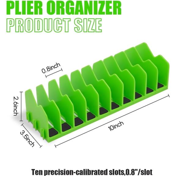 LMUMN-Plier Orgainzer, 2 Pack Pliers Orgainzer with Extendable Design & Non-Slip Rubber Base, Fits 3" H, 20 Slots Tool Drawer Storage for Pliers, Wrenches, Screwdrivers and More,Green