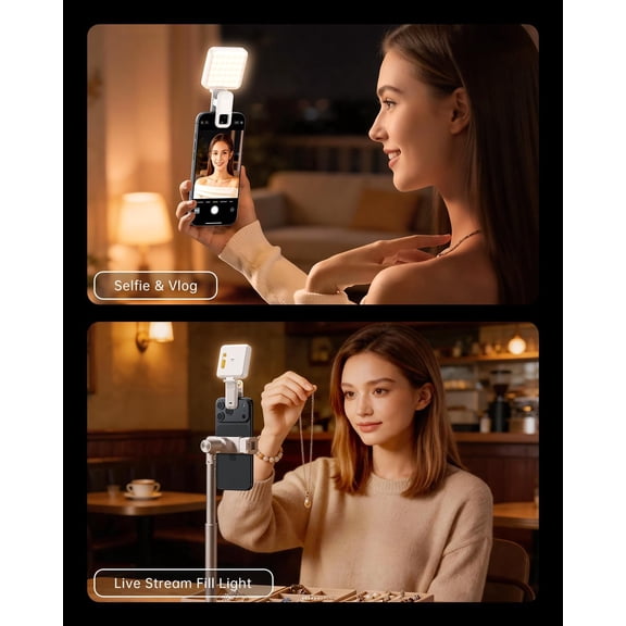 LMUMN-Portable Selfie Light for iPhone: Rechargeable Phone Fill Lights, Ring Light for Camera Picture, Makeup Photo, Video Conferences, Laptop Use, Zoom Meetings, TikTok, Vlog Photography