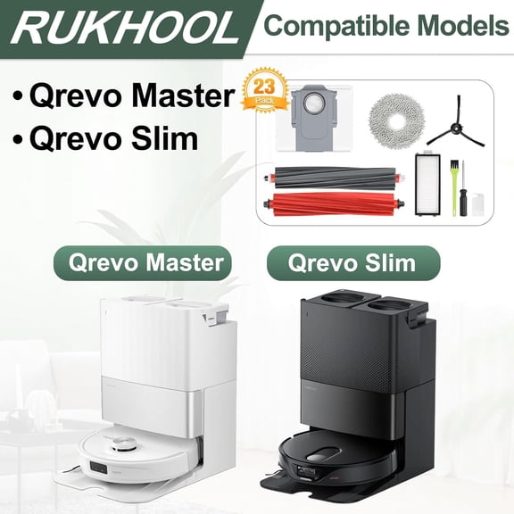 LMUMN-Qrevo Slim Replacement Accessories for Roborock Qrevo Master/Qrevo Slim Replacement Parts Q revo Master Accessory Kit, 2 Main Brushes, 6 Dust Bags, 4 Filters, 4 Mop Pads 4 Side Brushes