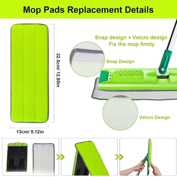 LMUMN-Replacement Microfiber Mop Pads for Libman Rinse 'n Wring Mop and Bucket System, Washable Reusable Wet & Dry Cleaning Refill Head for Multi-Surface Floor-12 Pack