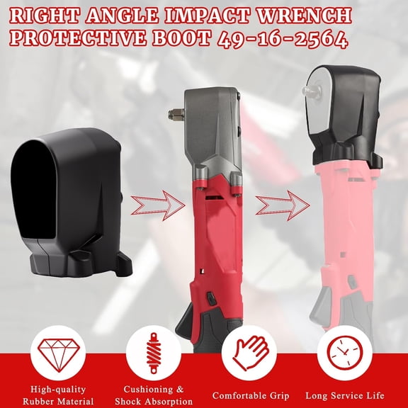 LMUMN-Right Angle Impact Wrench Protective Rubber Boot 49-16-2564 Compatible with M12 FUEL Only Replacement Parts 2564-20, 2565-20, 2565P-20 Non-slip Tight Fit Buffer Protection Black