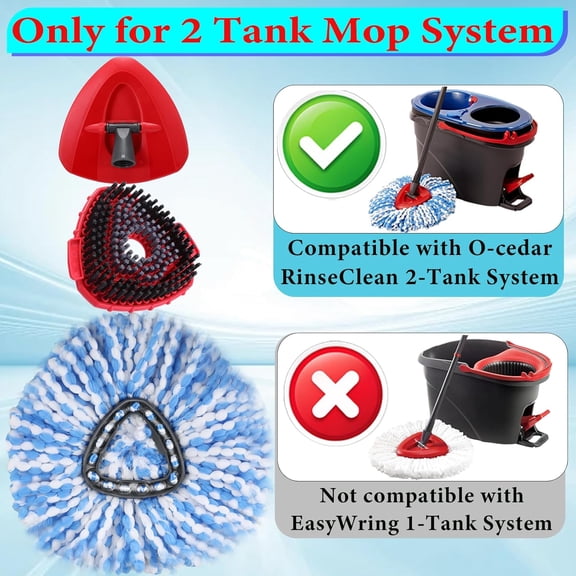 LMUMN-RinseClean Spin Mop Heads Replacement Scrubber Mop Brush Compatible with O Cedar RinseClean 2 Tank System, Mircofiber Head Refills and Scrub Brush for O Cedar Rinse Clean Spin Mops