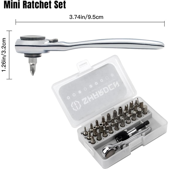 LMUMN-SHARDEN 32 in 1 Ratchet Screwdriver Bit Set with Right Angle Offset 1/4" High Torque Driver Handle, Socket Adapter, Extension Bit Holder, S2 Multi Bits for Ratchet Wrench, Screwdriver