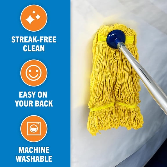 LMUMN-Screw On Cotton Mop Head Replacement Refill, Heavy Duty String Mop Head for Boat, Deck, Floor, Home, Car, and RV Cleaning, Durable and Absorbent Design