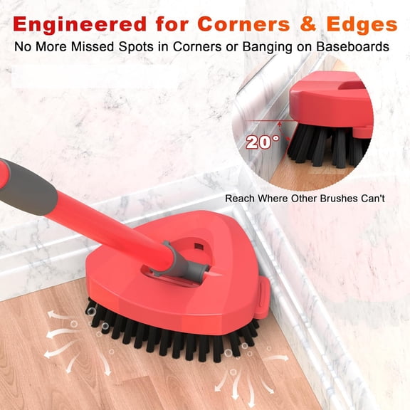 LMUMN-Scrubber Mop Head Replacement Compatible with O-Cedar RinseClean Spin Mop 2-Tank System, Heavy-Duty Stiff Bristle Brush Attachment for Tile, Bathroom, Kitchen & Floor Deep Cleaning(Upgraded, 2