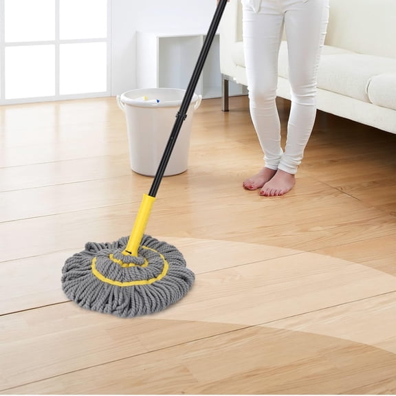 LMUMN-Self-Wringing Twist Mops for Floor Cleaning, Microfiber Floor mop with 57 " Long Handle, Easy Wringing Mop for Hardwood Commercial Household Clean (Gray Twist Mop)