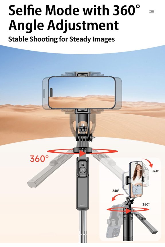 -Selfie Stick, Phone Tripod 71" Stand 360 Rotation with Detachable Phone Holder & Wireless Remote, Compatible with All Cell Phones, Camera for Content Creator Vlog Live Stream Video Record