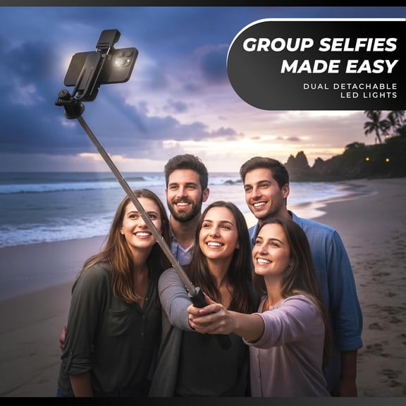 LMUMN-Selfie Stick Tripod with Dual LED Lights, 360 Rotating Adjustable Phone Stand, Bluetooth Remote, Extendable 1.7m Foldable Tripod for Live Streaming, Vlogging & Travel