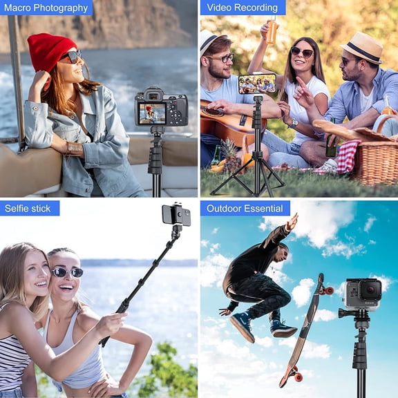 LMUMN-Sensyne 67" Phone-Tripod, Extendable Cell Phone Tripod Stand & Selfie Stick with Wireless Remote and Phone Holder, Compatible with iPhone Android Phone, Camera