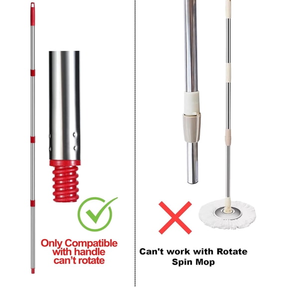 LMUMN-Spin Mop Replacement Handle - 4 Section Mop or Broom Handle/Stick Compatible with O Cedar Spin Mop Refills and Brooms, 30" to 59", American Threaded Joint End (Mop Head Not Included)