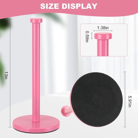 LMUMN-Stainless Steel Paper Towel Holder, Pink, Countertop for Kitchen & Bathroom, Standing with Weighted Base for Standard or Rolls, Brushed Brass