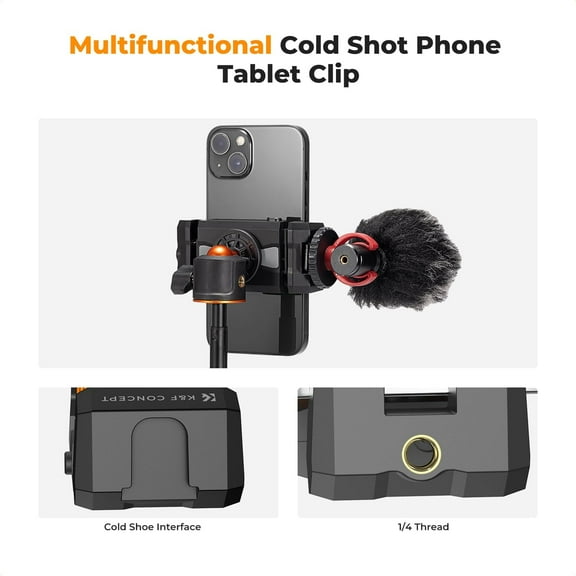 LMUMN-Tablet & Cellphone Tripod Mount Adapter Holder, Adjustable Clamp, Black, Compatible with iPhone 15/14/13/12 Pro Max, iPad Mini/Air/Pro, Surface, Samsung Tab 7.0 Series