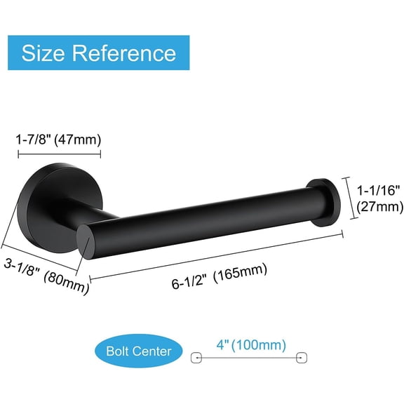 LMUMN-Toilet Paper Holder SUS304 Stainless Steel Round Size Matte Black 2 Pack