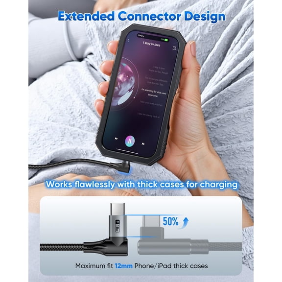LMUMN-USB to USB C Cable Right Angle 2Pack, [10FT/3m] 90 Degree USB-A to USB-C Fast Charging Data Sync Type C Charger Cord Braided Wire for Galaxy Note20/S10+ S10, LG, Car Carplay &Android and More