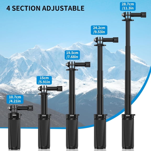 LMUMN-VRIG TP29 Extenable Mini Camera Tripod,Portable Small Handle Grip Desktop Webcam Selfie Stick Tripod for DJI Osmo Action 5Pro/4/3/AKASO Brave EK7000,Pole Tripod for Action Camera Hero 13 12 11