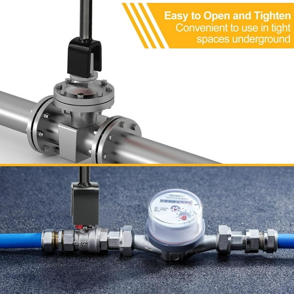 LMUMN-Water Meter Key 17 Inch & 4-Way Utility Keys, Steel T-Handle, Water Meter Shut Off Tool for Curb Main Shut Off Valve