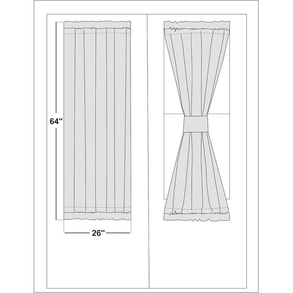 LMUMN-White Sheer Curtains for French Front Door, Short Curtains for Small Window, Sidelight Thermal Insulated Door Side Window Covering, W26 x L64, 1 Panel
