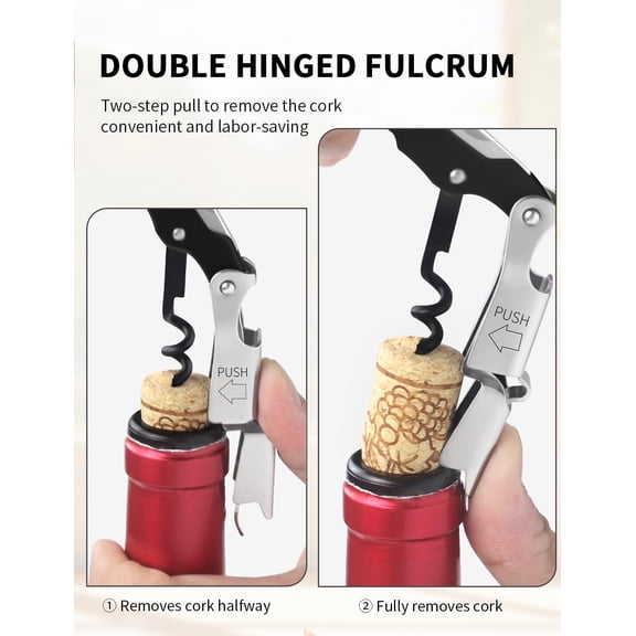 LMUMN-Wine Key - Professional Handcrafted Heavy Duty Waiter Corkscrew, Compact Wine Opener with Double Hinged, Foil Cutter and Bottle Opener, Gifts for Severs, Sommelier, Bartenders (4Pack-Black)
