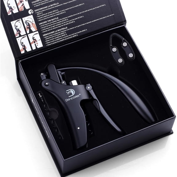 LMUMN-Wine Opener Compact Vertical Corkscrew Wine Bottle Opener with Built-in Foil Cutter
