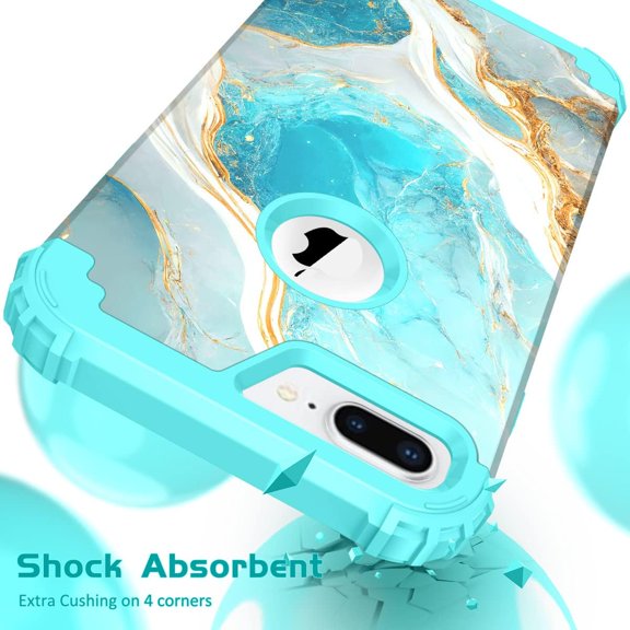 LMUMN-for iPhone 8 Plus Case, iPhone 7 Plus Case, Heavy Duty Shockproof Protection Hard Plastic+Silicone Rubber Hybrid Protective Case for iPhone 7 Plus/iPhone 8 Plus - Teal