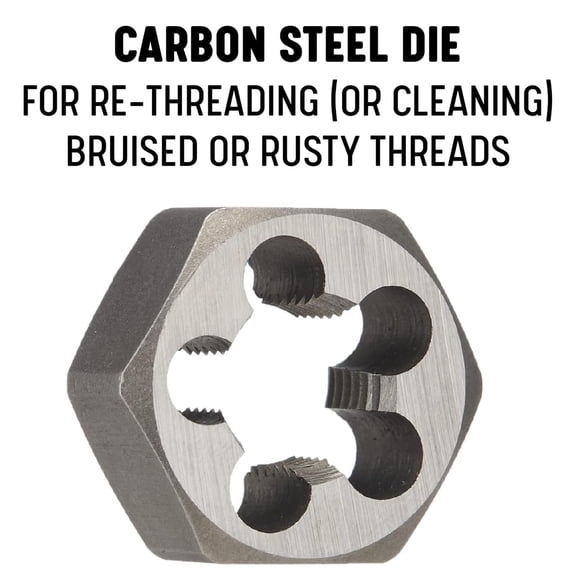 LMUMN-m6.3 X 1 Carbon Steel Hex Rethreading Die, DWT Series