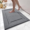 thumbnail image 1 of FRABE Bathroom Rug, Ultra Soft Plush Quick-Dry Microfiber Mat with Recessed Border Design, Non-Slip Rubber Backing and Machine Washable for Tub and Sink, Dark Grey 17"x30", 1 of 10