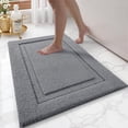 thumbnail image 1 of FRABE Non-Slip Bathroom Rug with Rubber Backing Ultra Absorbent Quick Dry Microfiber Bath Mat Machine Washable Dark Grey 17"x30", 1 of 10