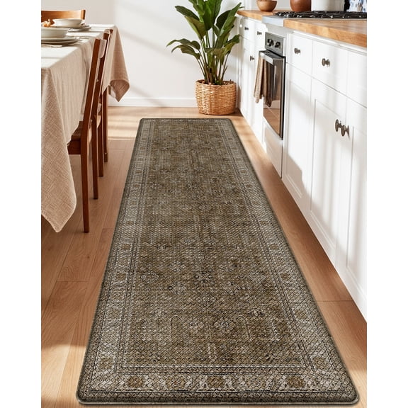 FRABE Kitchen Rug, Upgraded Anti Fatigue Mat, Comfort Non-Slip PVC Cushioned Kitchen Floor Mats, for Standing Desk Office, Sink, Laundry, Taupe, 24x59