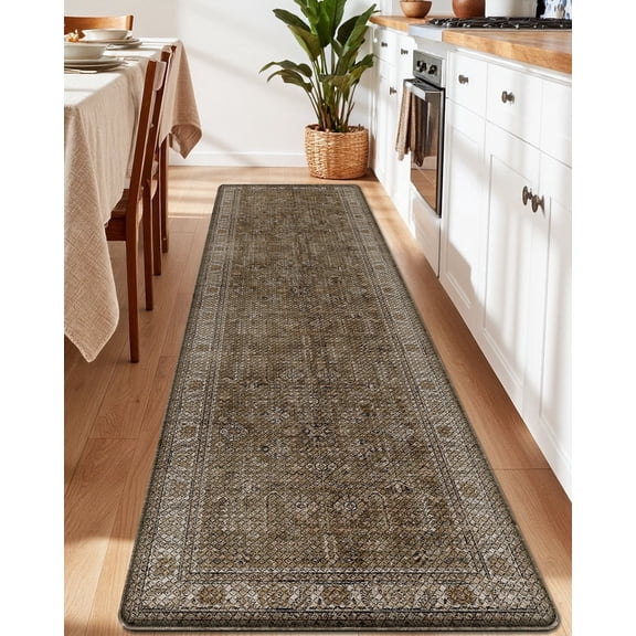 FRABE Kitchen Rug 24"x86" Non-Slip Mat, Upgraded Anti Fatigue Comfort Cushioned Kitchen Floor Mats, for Standing Desk Office, Sink, Laundry, Taupe