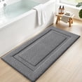 thumbnail image 1 of FRABE Bathroom Rug, Ultra Soft Plush Quick-Dry Microfiber Mat with Recessed Border Design, Non-Slip Rubber Backing and Machine Washable for Tub and Sink, Dark Grey 24"x43", 1 of 12