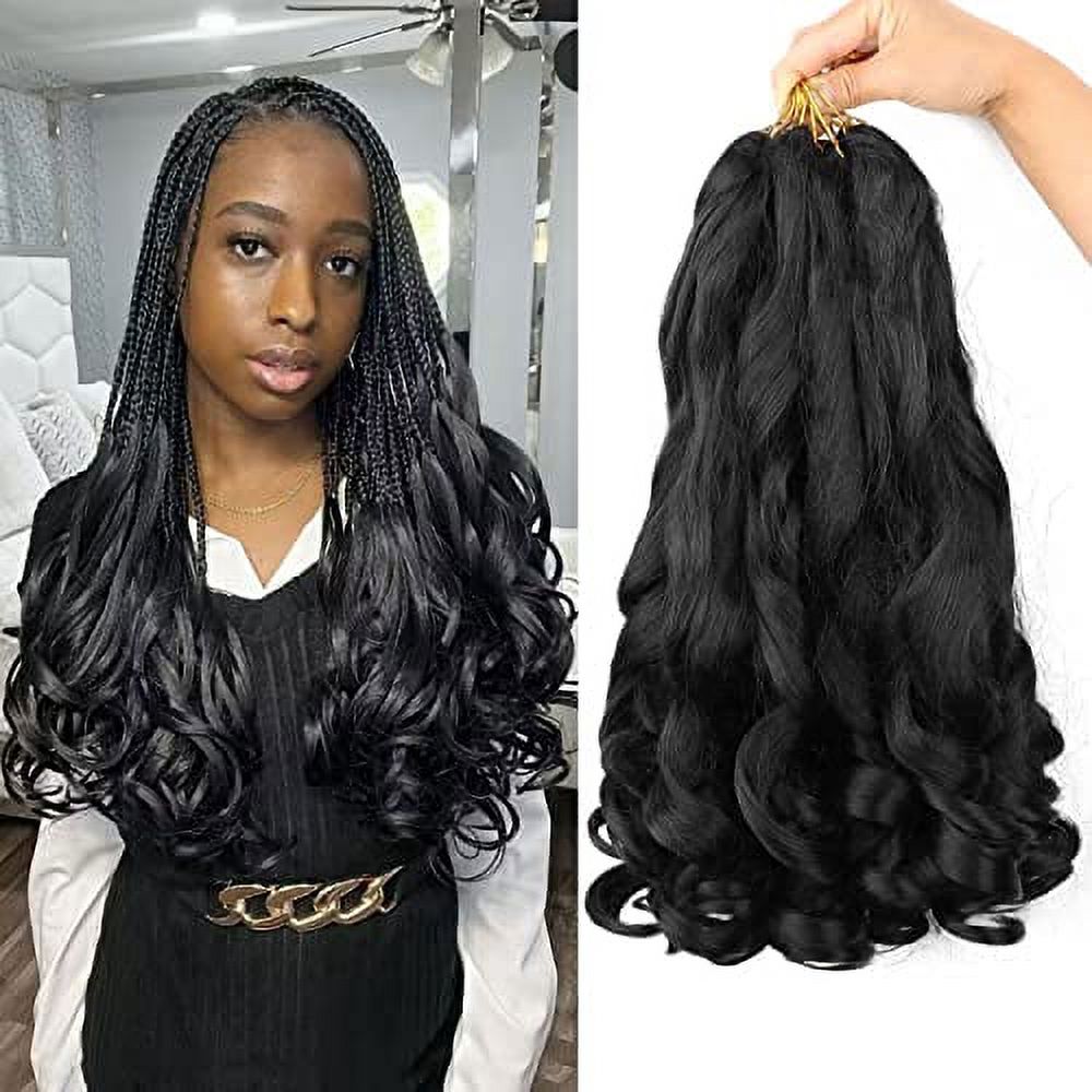 LMZIM 9 Pack French Curl Braiding Hair 16 inch Bouncy Braiding Hair