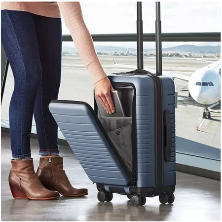 LN-20118 Hardside Carry-on Pro Spinner Suitcase With USB, Blue
