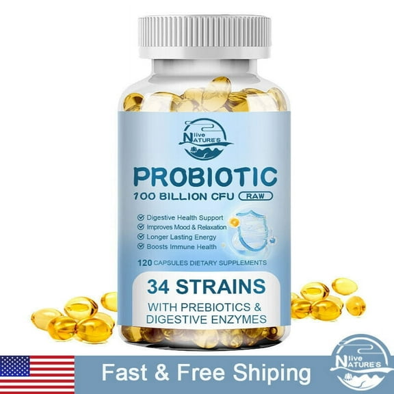 LN Digestive Enzymes Prebiotic+ Probiotics with Prebiotics for Digestive Health Non-GMO & Gluten Free 120 Capsules