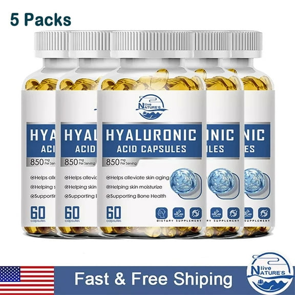 LN Hyaluronic Acid Supplement 850 mg 3 in 1 Support-Skin Hydration, Joint Lubrication 60 Capsules