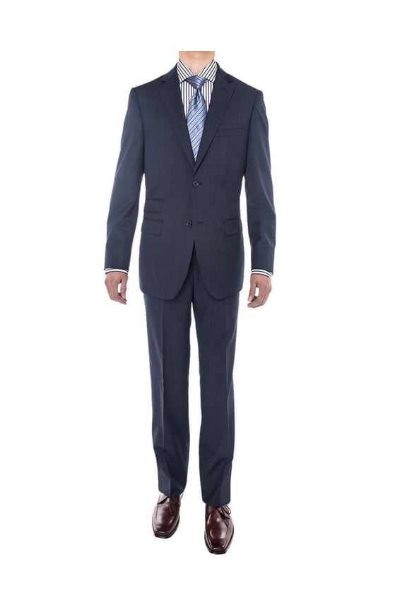 LN LUCIANO NATAZZI Men's Bird's Eye 160'S Wool Suit Two Button Side Vent Jacket French Blue