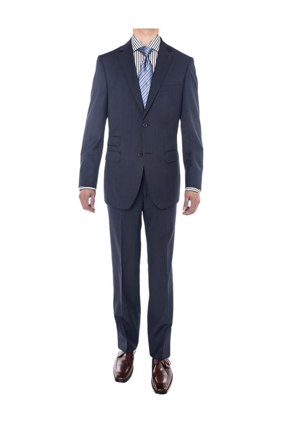 LN LUCIANO NATAZZI Men's Bird's Eye 160'S Wool Suit Two Button Side Vent Jacket French Blue
