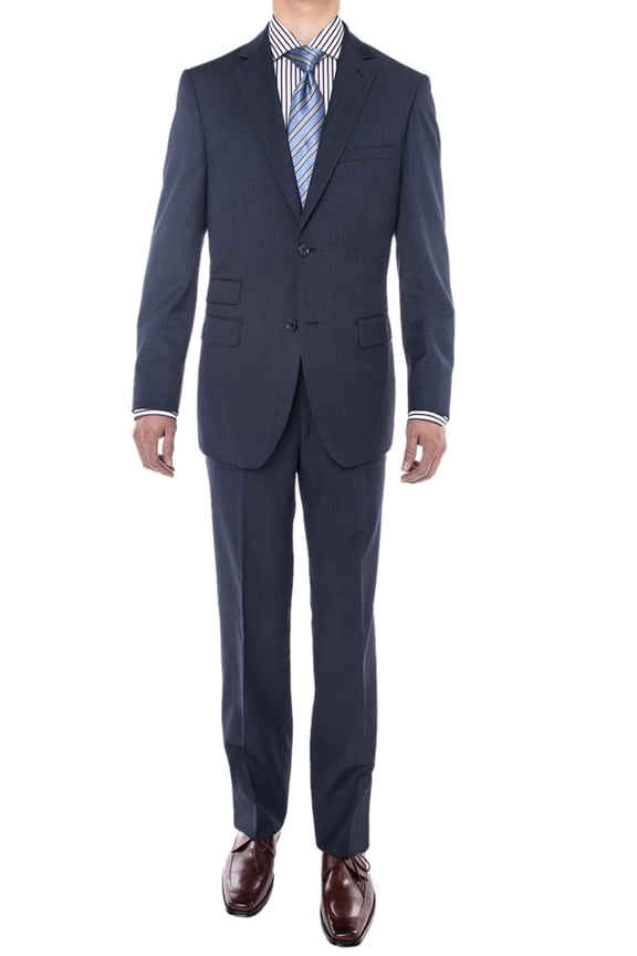 LN LUCIANO NATAZZI Men's Bird's Eye 160'S Wool Suit Two Button Side Vent Jacket French Blue