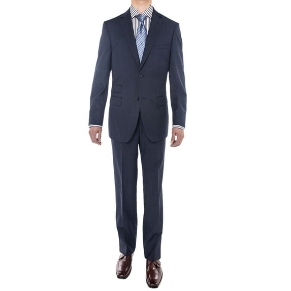 LN LUCIANO NATAZZI Men's Bird's Eye 160'S Wool Suit Two Button Side Vent Jacket French Blue
