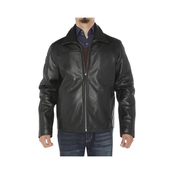 LN LUCIANO NATAZZI Men's Classic Full Grain Cow Leather Jacket Black