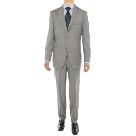 LN LUCIANO NATAZZI Men's Two Button Suit Side Vent Jacket Super 160'S Wool Suit Gray