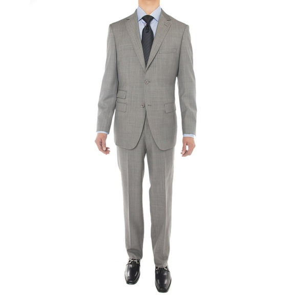 LN LUCIANO NATAZZI Men's Two Button Suit Side Vent Jacket Super 160'S Wool Suit Gray