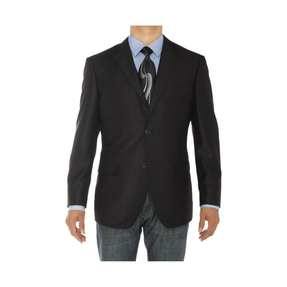 LN LUCIANO NATAZZI Mens Two Button Notch Lapel Blazer Modern Fit Suit Jacket Black